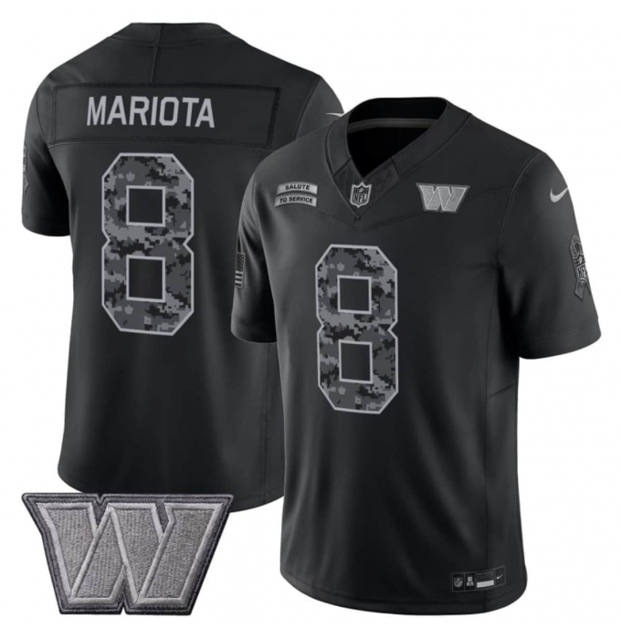 Men's Washington Commanders #8 Marcus Mariota Black F.U.S.E. 2026 Salute to Service Limited Football Stitched Jersey