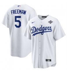 Men's Los Angeles Dodgers #5 Freddie Freeman White 2025 World Series Home Cool Base Stitched Baseball Jersey