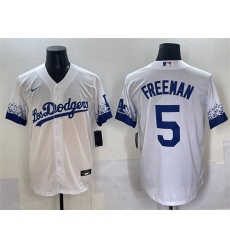 Men's Los Angeles Dodgers #5 Freddie Freeman White City Connect Cool Base Stitched Jersey