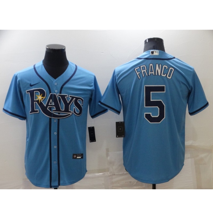 Men's Tampa Bay Rays #5 Wander Franco Blue Stitched Football Jersey