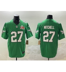 Men's Philadelphia Eagles #27 Quinyon Mitchell Green 2025 Super Bowl LIX F.U.S.E. Throwback Vapor Untouchable Limited Stitched Football Jersey