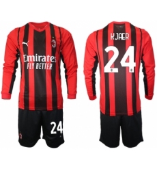 Men 2021-2022 Club Ac Milan home red Long Sleeve 24 Soccer Jersey