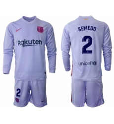 Men 2021-2022 Club Barcelona Second away purple Long Sleeve 2 Soccer Jersey