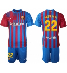 Men 2021-2022 Club Barcelona home blue 22 Nike Soccer Jersey