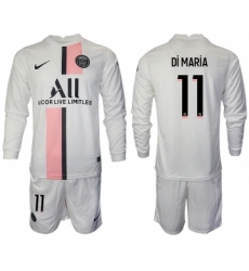 Men 2021-2022 Club Paris St German away white Long Sleeve 11 Soccer Jersey