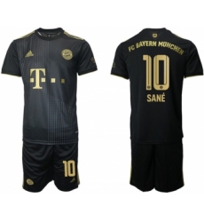 Men's FC Bayern München #10 Leroy Sané Black Away Soccer Jersey with Shorts