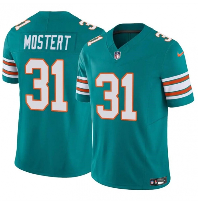 Men's Miami Dolphins #31 Raheem Mostert Aqua 2023 F.U.S.E Alternate Vapor Limited Football Stitched Jersey