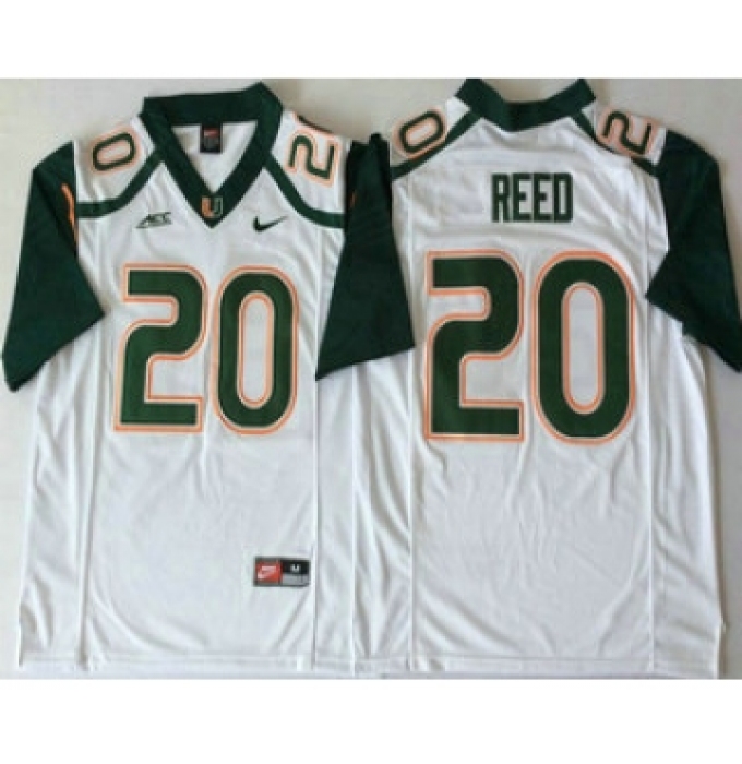 Men's Miami Hurricanes #20 Ed Reed White Stitched NCAA Nike College Football Jersey