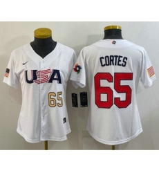 Womens USA Baseball #65 Nestor Cortes Number 2023 White World Classic Stitched Jersey