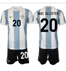 Men's Argentina #20 Alexis Mac Allister White Blue 2024-25 50th Anniversary Home Soccer Jersey Suit