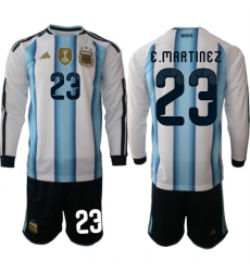 Men's Argentina #23 E.MARTINEZ Long Sleeve National Team FIFA x World Cup 2026 Home White On Field Jersey