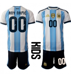 Youth Argentina Custom White Blue 2025-26 Home Soccer Jersey Suit