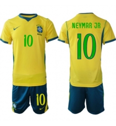 Men's Brazil national football team #10 Neymar Jr Yellow 2026 Soccer Jersey Suit