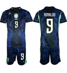 Men's Brazil national football team #9 Ronaldo Navy 2026 Away Soccer Jersey Suit