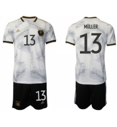Men's Germany #13 MUller White Home Soccer Jersey Suit