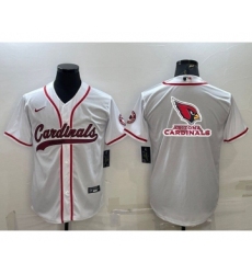 Men's Arizona Cardinals White Team Big Logo With Patch Cool Base Stitched Baseball Jersey