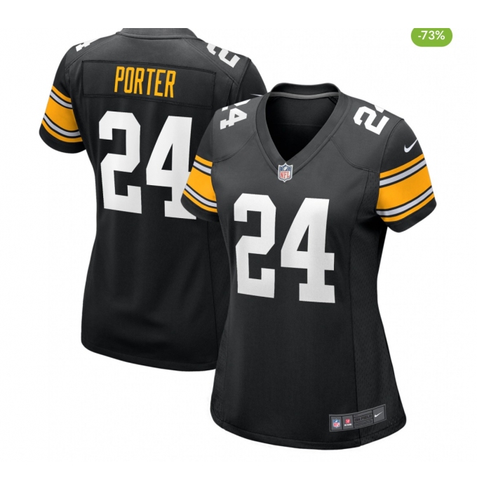 Women's Pittsburgh Steelers #24 Joey Porter Jr. Black Stitched Game Jersey