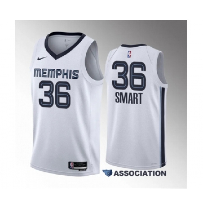 Men's Memphis Grizzlies #36 Marcus Smart White 2023 Draft Association Edition Stitched Basketball Jersey