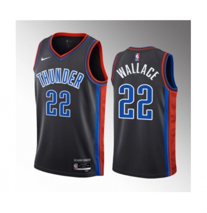 Men's Oklahoma City Thunder #22 Cason Wallace Black 2023 Draft City Edition Stitched Basketball Jersey