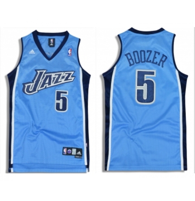 Men's Utah Jazz #5 Carlos Boozer Light Blue Adidas Swingman Jersey