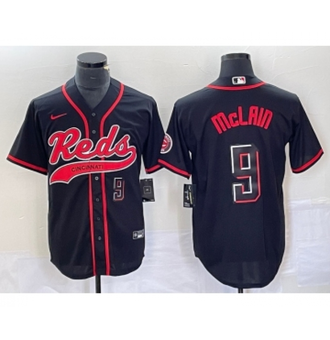 Men's Cincinnati Reds #9 Matt McLain Number Black 2023 City Connect Cool Base Stitched Jerseys
