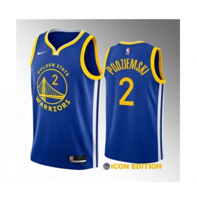 Men's Golden State Warriors #2 Brandin Podziemski Royal 2023 Draft Icon Edition Swingman Stitched Basketball Jersey