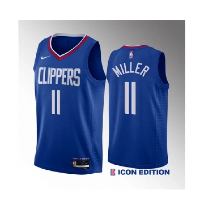 Men's Los Angeles Clippers #11 Jordan Miller Blue 2023 Draft Icon Edition Stitched Jersey