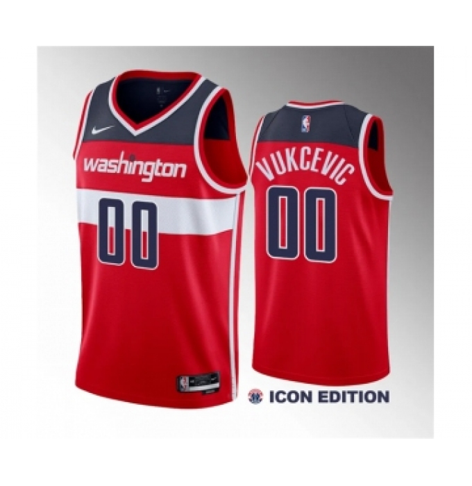 Men's Washington Wizards #00 Tristan Vukcevic Red 2023 Draft Icon Edition Stitched Jersey
