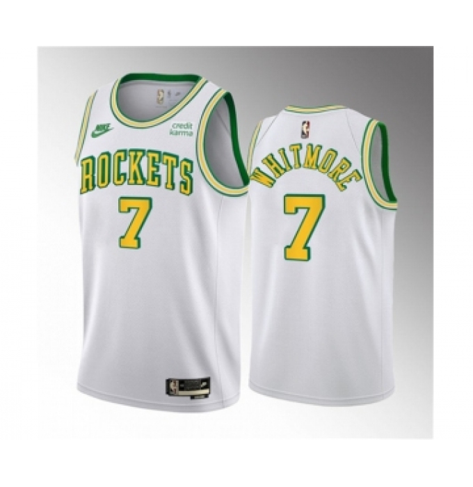 Men's Houston Rockets #7 Cam Whitmore White 2023 Draft Classic Edition Stitched Basketball Jersey
