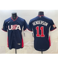 Men's USA Baseball #11 Gunnar Henderson Navy 2026 World Baseball Classic Road Stadium Stitched Jersey