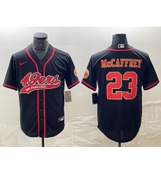 Men's San Francisco 49ers #23 Christian McCaffrey Black Red With Cool Base Stitched Baseball Jersey