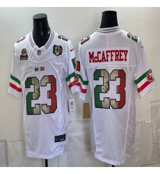 Men's San Francisco 49ers #23 Christian McCaffrey White Mexico 80th Anniversary Five Time Super Bowl Champions 2026 F.U.S.E. Vapor Untouchable Limited Stit