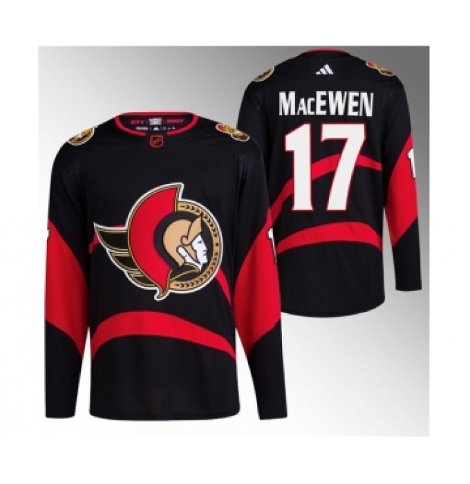 Men's Ottawa Senators #17 Zack MacEwen Black Reverse Retro Stitched Jersey