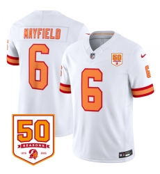 Men's Tampa Bay Buccaneers #6 Baker Mayfield White 2025 F.U.S.E. 50th Anniversary Vapor Untouchable Limited Football Stitched Jersey