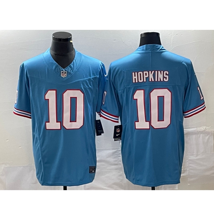 Men's Nike Tennessee Titans #10 DeAndre Hopkins Light Blue 2023 F.U.S.E. Vapor Limited Throwback Stitched Football Jersey