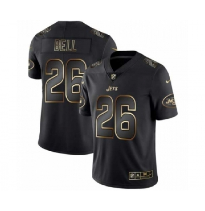 Men New York Jets #26 Le'Veon Bell Black Golden Edition 2019 Vapor Untouchable Limited Jersey