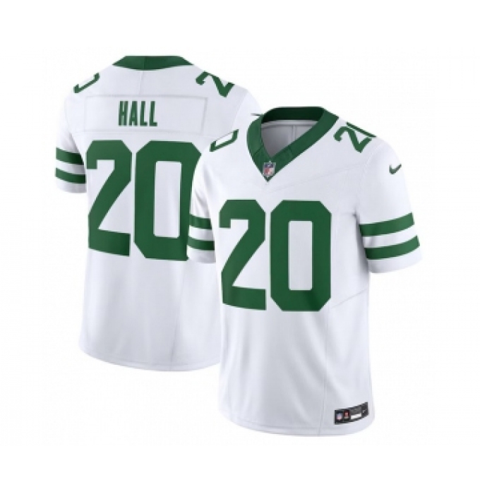 Men's Nike New York Jets #20 Breece Hall White 2023 F.U.S.E. Vapor Limited Throwback Stitched Football Jersey