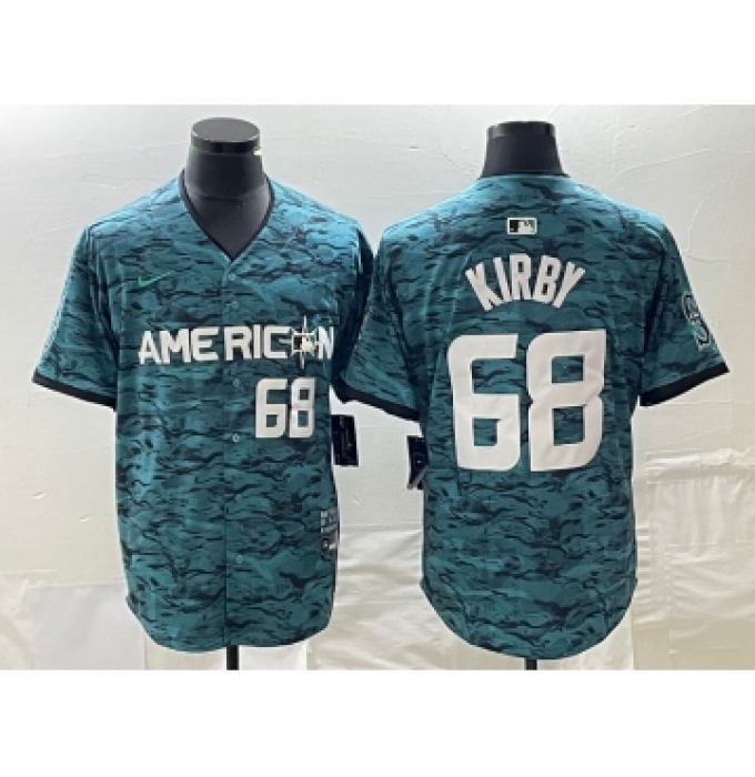 Men's Nike Seattle Mariners #68 Adolis Garcia Number Teal 2023 All Star Stitched Baseball Jersey