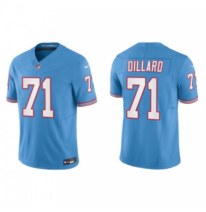 Men's Nike Tennessee Titans #71 Andre Dillard Light Blue 2023 F.U.S.E. Vapor Limited Throwback Stitched Football Jersey