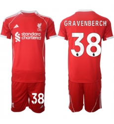 Men's Liverpool #38 Ryan Gravenberch 2025 Red Home Soccer Jersey Suit