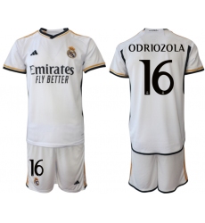 Men's Real Madrid #16 Odriozola 2023-24 White Home Soccer Jersey