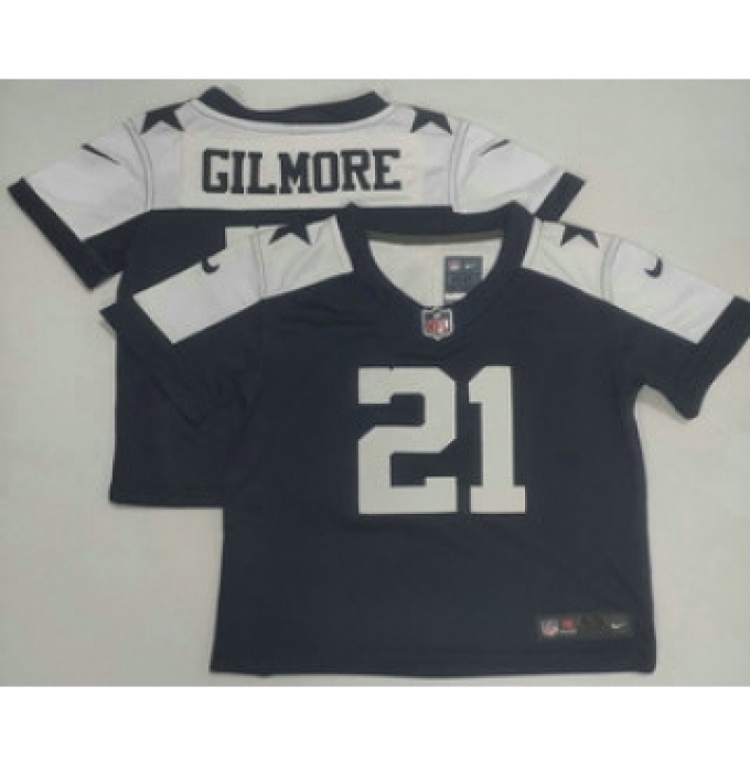 Toddler Dallas Cowboys #21 Stephon Gilmore Blue Thanksgiving Vapor Stitched Limited Jersey