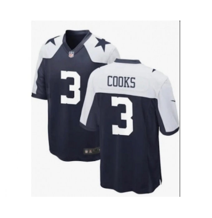 Men's Nike Dallas Cowboys #3 Brandin Cooks Navy Navy Thanksgiving Limited Football Stitched Jersey