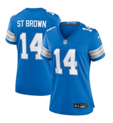 Women's Detroit Lions #14 Amon-Ra St. Brown White Stitched Jersey(Run Smaller)