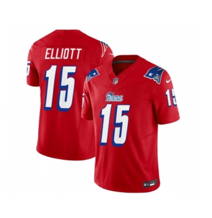 Men's Nike New England Patriots #15 Ezekiel Elliott Red 2023 F.U.S.E. Vapor Limited Football Stitched Jersey