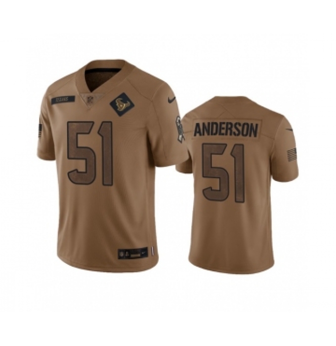 Men's Nike Houston Texans #51 Will Anderson Jr. 2023 Brown Salute To Service Limited Football Stitched Jersey