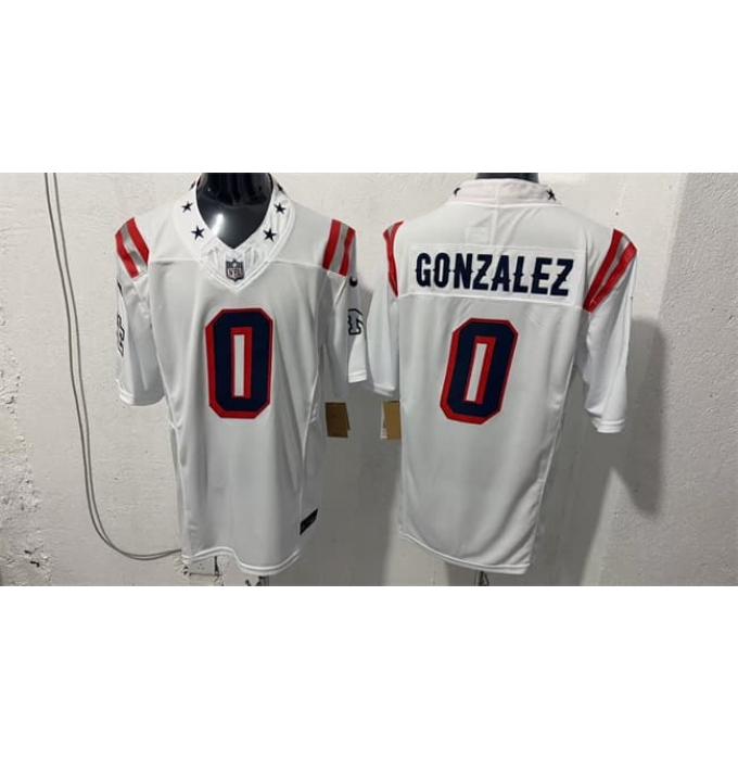 Men's New England Patriots #0 Christian Gonzalez White F.U.S.E. Vapor Limited Football Stitched Jersey