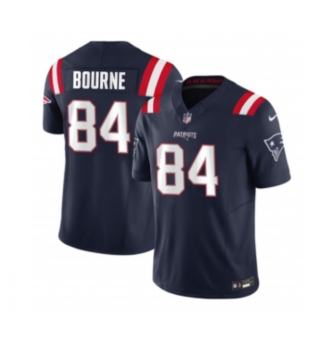 Men's Nike New England Patriots #84 Kendrick Bourne Navy 2023 F.U.S.E. Vapor Limited Football Stitched Jersey
