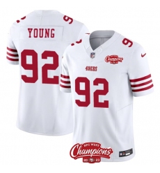 Men's San Francisco 49ers #92 Chase Young White 2023 F.U.S.E. NFC West Champions Football Stitched Jersey