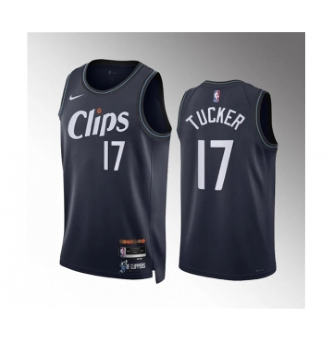 Men's Los Angeles Clippers #17 P.j. Tucker Navy 2023-24 City Edition Stitched Jersey